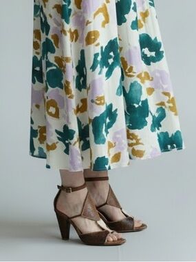 Chie Mihara Justine Brown and White High-Heeled Sandals with Ankle Strap 38